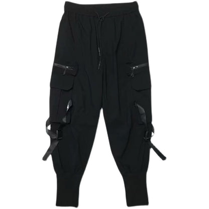Dark Black Hip-Hop Functional Leggings Trousers