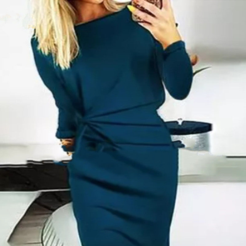 Round Neck Long Sleeve Pullover Dress