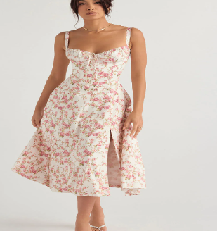 Parisian Dress - Waist Shaping Floral Maxi Dress (One Piece)
