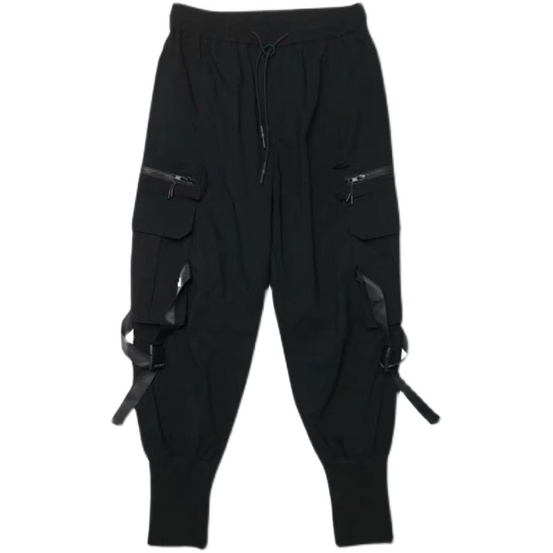 Dark Black Hip-Hop Functional Leggings Trousers