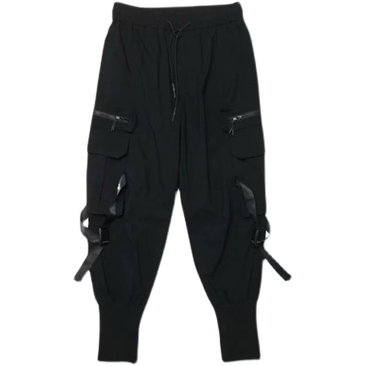 Dark Black Hip-Hop Functional Leggings Trousers